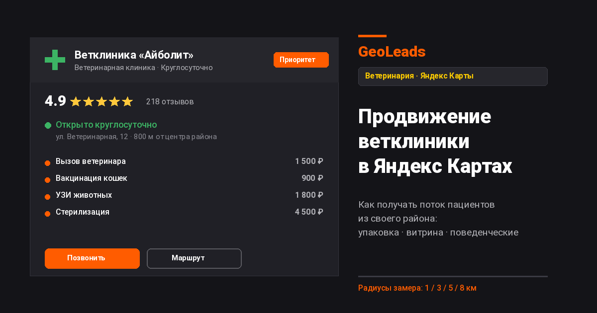 Продвижение ветклиники в Яндекс Картах: как получать поток пациентов из своего района