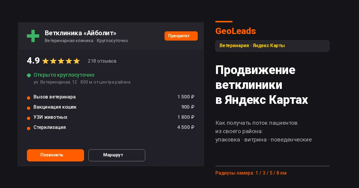 Продвижение ветклиники в Яндекс Картах: как получать поток пациентов из своего района