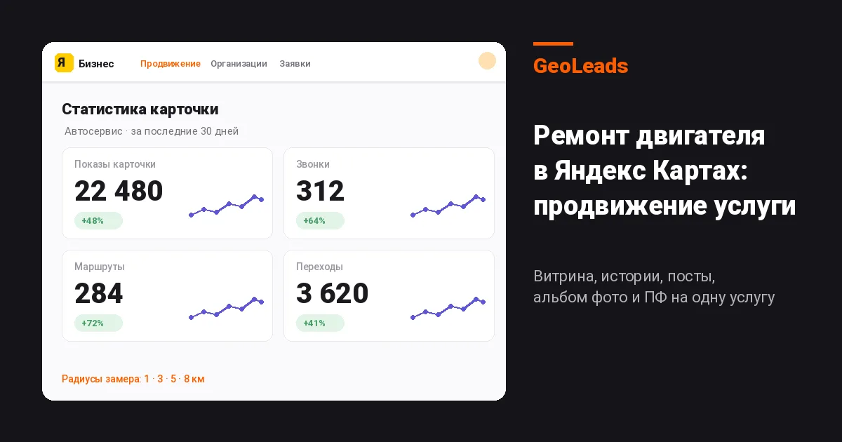 Как получать клиентов на ремонт двигателя через Яндекс Карты: продвижение конкретной услуги