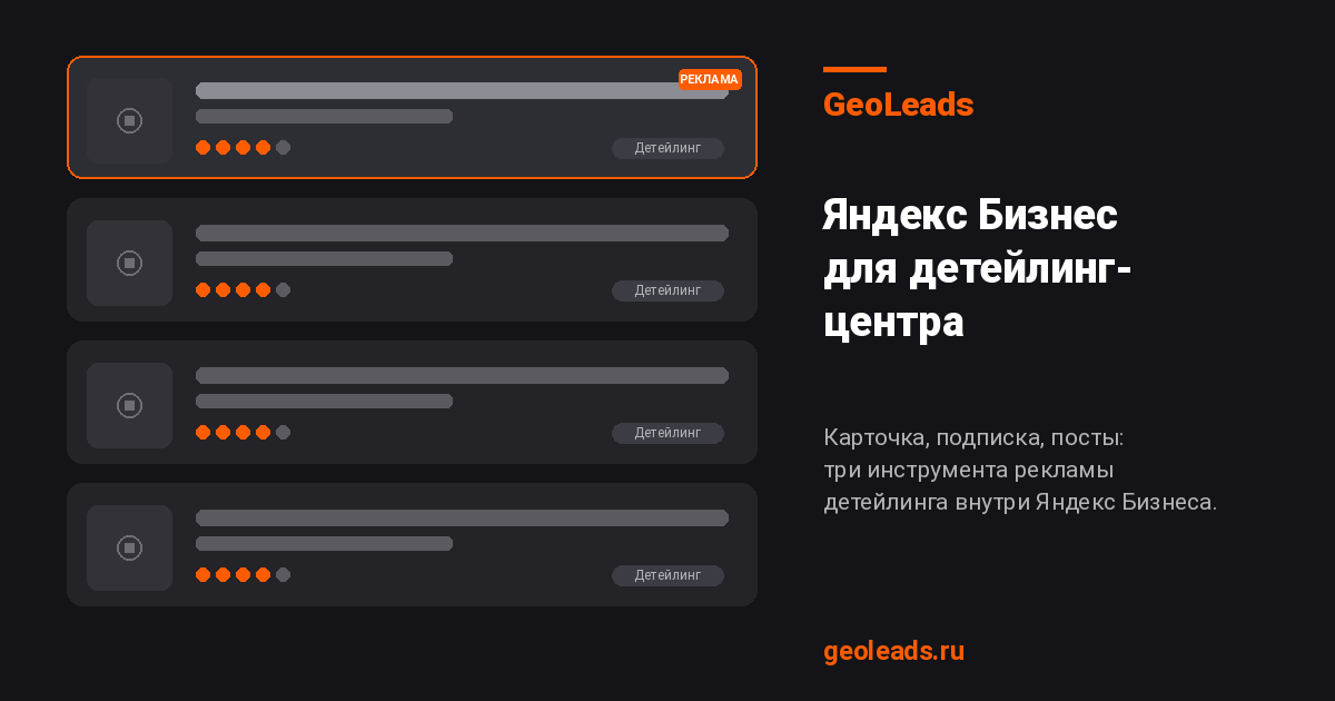 Яндекс Бизнес для детейлинга: карточка, посты, рекламная подписка, кейсы