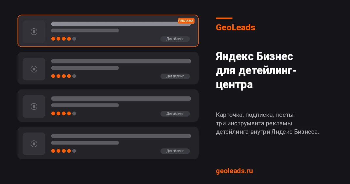 Яндекс Бизнес для детейлинга: карточка, посты, рекламная подписка, кейсы