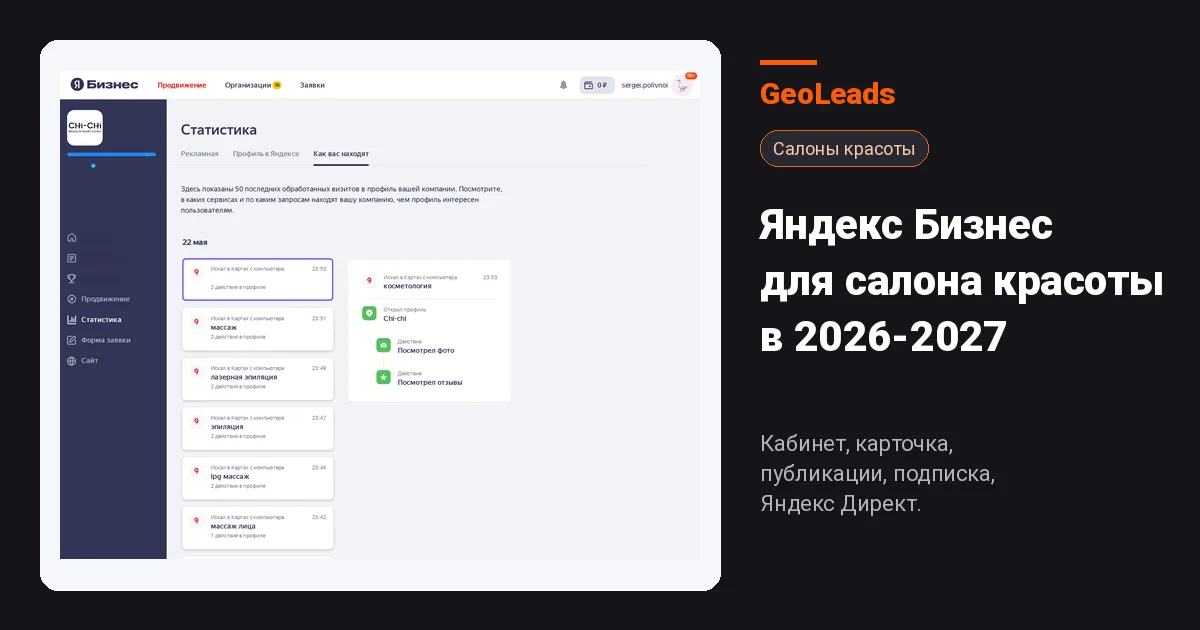 Яндекс Бизнес для салонов красоты: кабинет, карточка, посты, подписка, Яндекс Директ